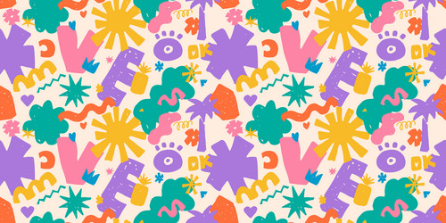 seamless pattern with colorful abstract shapes vector image