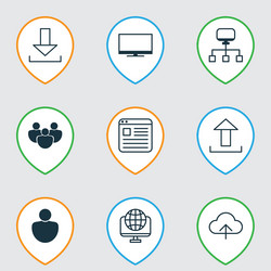 set of 9 web icons includes display team vector image
