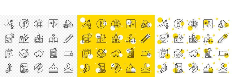 outline puzzle 3d chart and silicon mineral line vector image