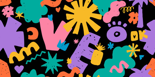 seamless pattern with colorful abstract shapes vector image