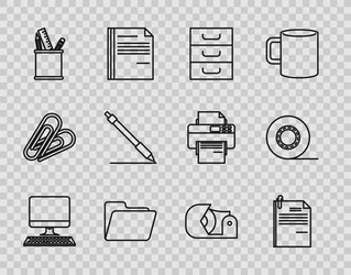 set line computer monitor with keyboard file vector image