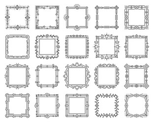 square text frame simple line monogram set vector image