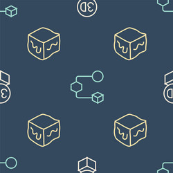 set line isometric cube and on seamless pattern vector image