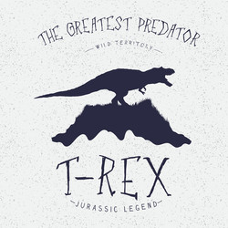 T-Rex on Mountain Label Vector Image