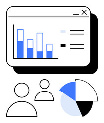 data dashboard with bar chart pie and team vector image