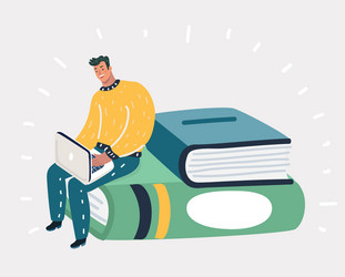 Man Reading on Stack of Books vector image