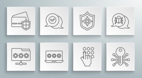 set line folder with password check mark vector image