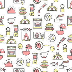 Thin line art cooking seamless pattern vector