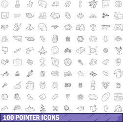 100 pointer icons set outline style vector