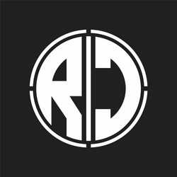 rc logo initial with circle line cut design vector image