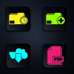 set psd file document folder with clock vector image