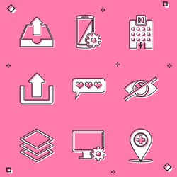 set upload inbox setting on smartphone medical vector image