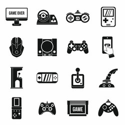 Video game icons set simple style vector