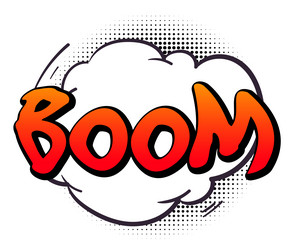 Boom comic cloud funny sound expression in retro vector