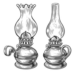 old antique kerosene oil lantern retro lamp vector