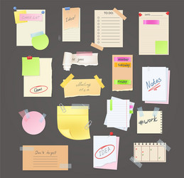 paper notes on stickers reminders notepads memo vector image