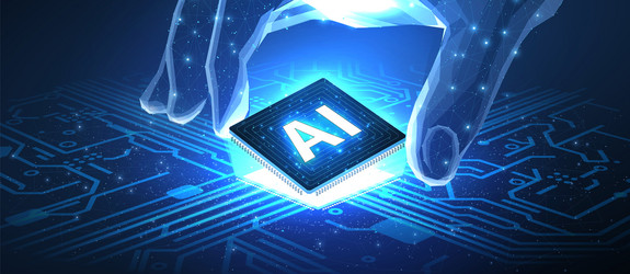 AI Chip Technology with Circuit Board vector image