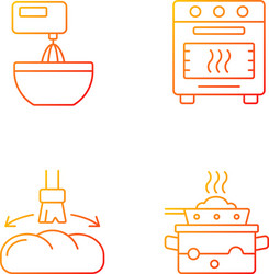 Cookery gradient linear icons set vector