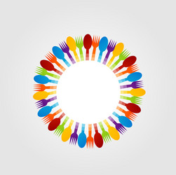 decorative design element with spoons and forks vector image