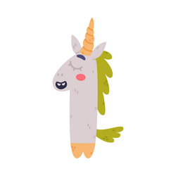 unicorn cute number one or numeral with smiling vector