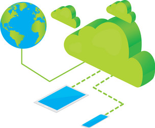 3d cloud computing icon connected to devices vector