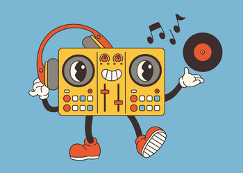 groovy character dj controller in old classic vector