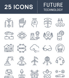 Set flat line icons future technology Royalty Free Vector