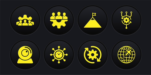 set web camera algorithm clock and gear vector image