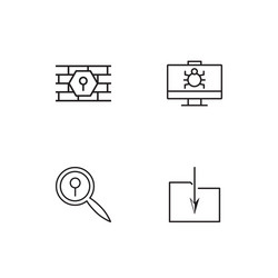 cyber security linear icons set simple outline vector image