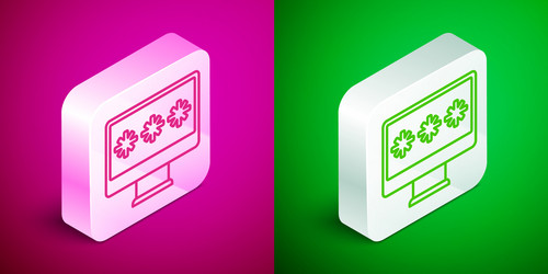 isometric line monitor with password notification vector image