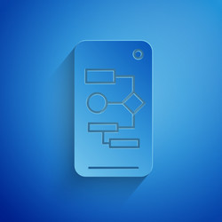 Paper cut algorithm icon isolated on blue vector