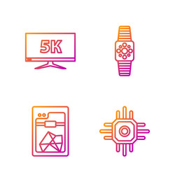 set line processor 3d printer monitor display vector image