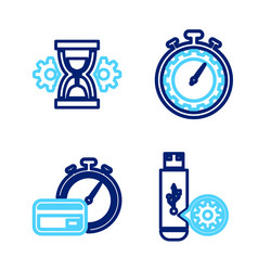 set line usb flash drive setting fast payments vector image