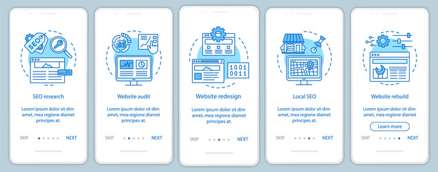 Web consulting onboarding mobile app page screen vector