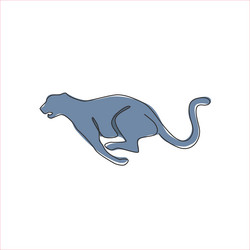 one single line drawing of jump running cheetah vector image