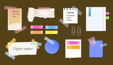 paper notes on stickers reminders notepads memo vector image