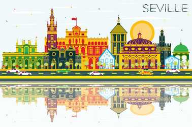 Seville Skyline - Color Buildings Vector Image