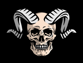 skull with ram horns on a dark background Vector Image