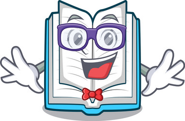 Smart Geek Character with Open Book vector image