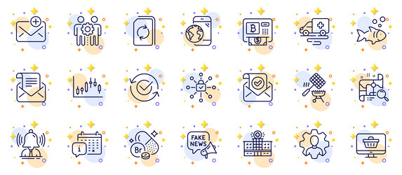 outline set of bitcoin atm update document vector image