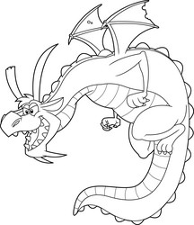 outlined angry dragon cartoon character flying Vector Image