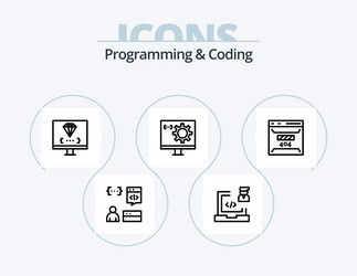 programming and coding line icon pack 5 vector image