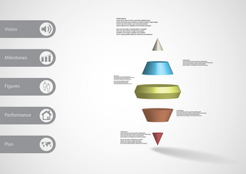 3d infographic template with two spike cone vector