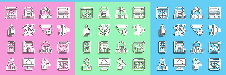 set line different files cloud technology data vector image