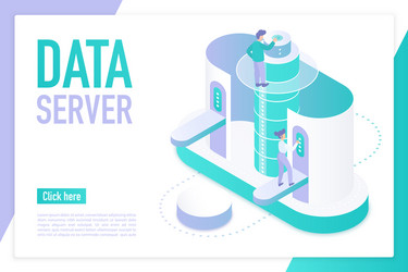 data server landing page isometric template vector