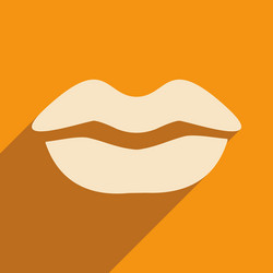 Flat with shadow icon and mobile application lips vector