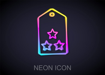 glowing neon line military rank icon isolated vector