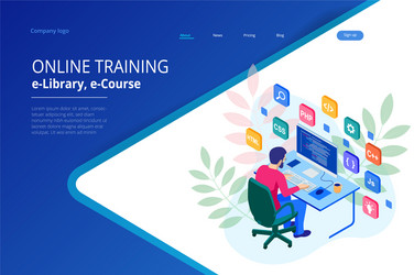 isometric programmer coding new project web vector image