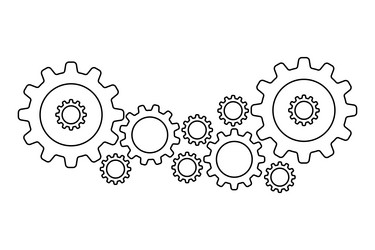 linear set of gears and cogs vector image