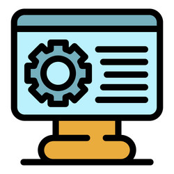 Monitor gear system icon color outline vector